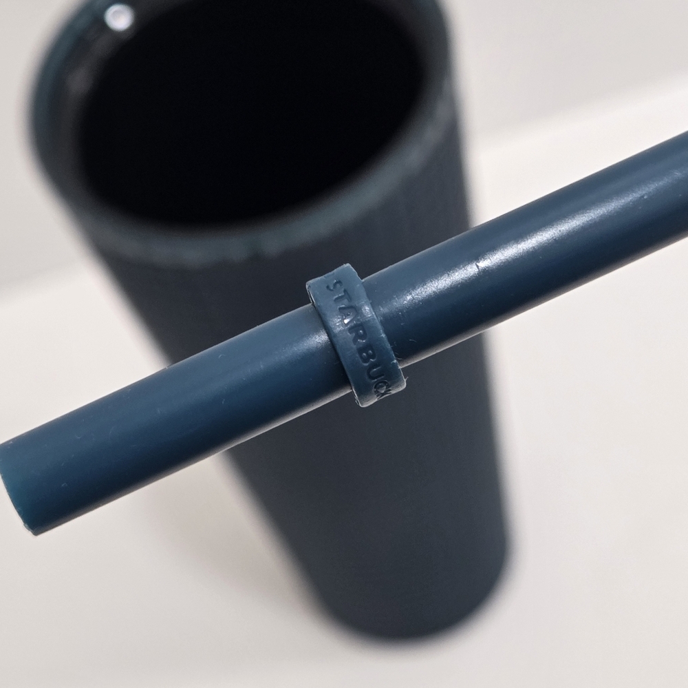 2022 Starbucks Winter Navy Blue Teal Soft Touch Grid Tumbler Venti 24 oz - Picture 13 of 16